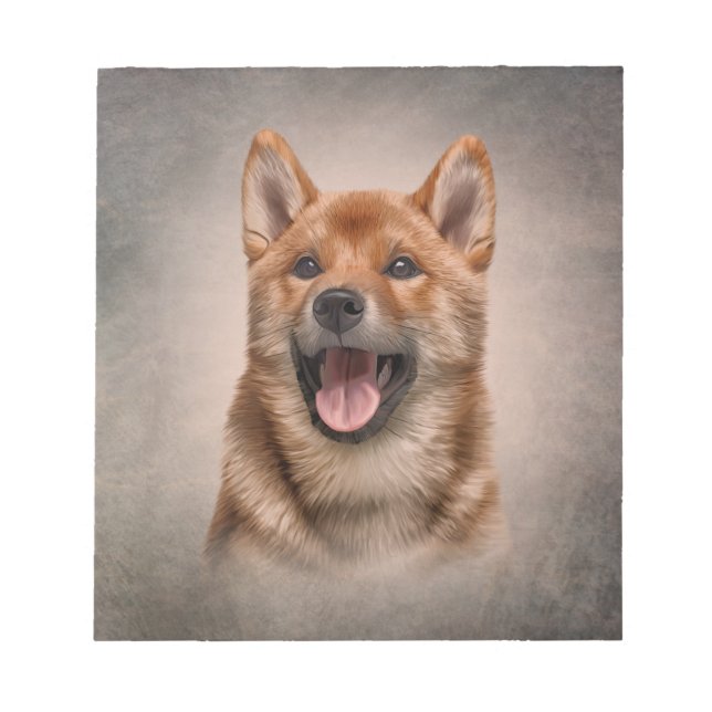 Zeichnend japanischer Shiba Inu Hund Notizblock (Vorderseite)