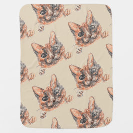 Zeichnend Katze, niedliches Kätzchen Kinderschuh Babydecke