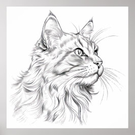 Zeichnend Katze Poster