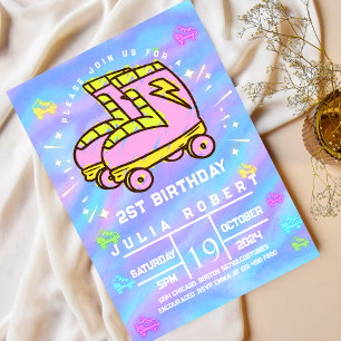 zeichnend Kreide Roller Skaten schnee Geburtstagsr Einladung