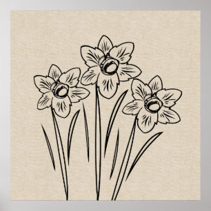 Zeichnend Leinwand Blume Poster
