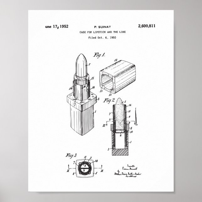 Zeichnend Lipstick-Patente, Damenzimmer-Dekoration Poster (Vorne)