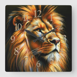 Zeichnend Löwe Quadratische Wanduhr