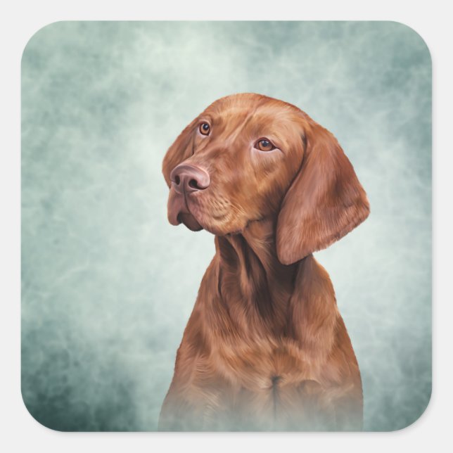 Zeichnend lustig Vizsla Pointer Quadratischer Aufkleber (Vorderseite)