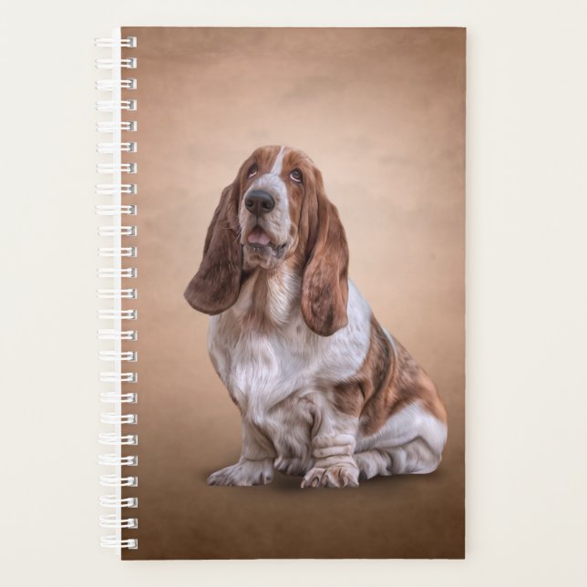Zeichnend lustiger Basset Hound Hund Planer (Vorderseite)