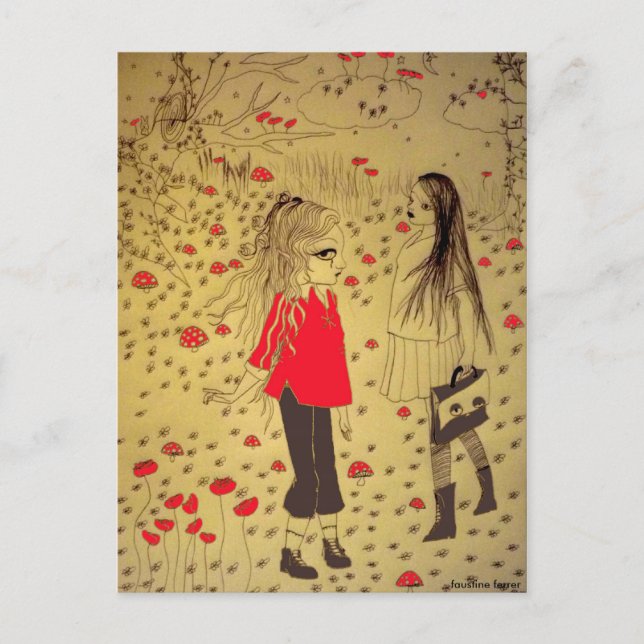 zeichnend Mädchen Postkarte (Vorderseite)