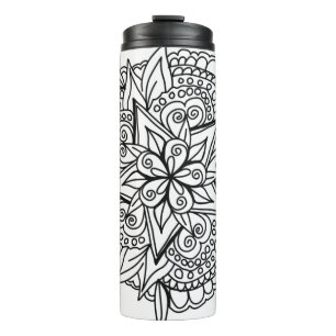 Zeichnend Mandala-Design cool Thermosbecher