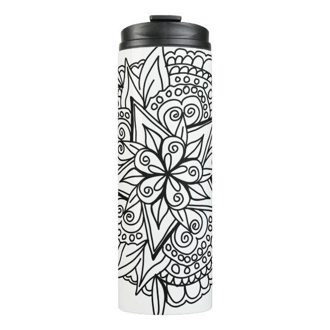 Zeichnend Mandala-Design cool Thermosbecher (Vorderseite)