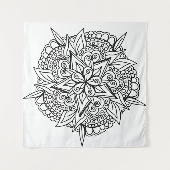 Zeichnend Mandala-Design cool Wandteppich (Vorderseite)