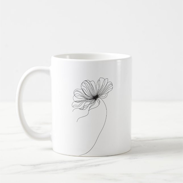 Zeichnend Minimalistische Blume Kaffeetasse (Links)