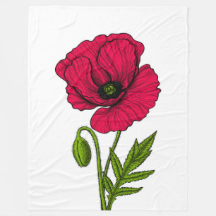 Zeichnend Mohn Fleecedecke