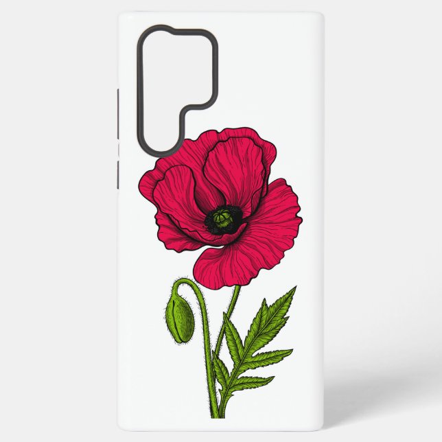 Zeichnend Mohn Samsung Galaxy Hülle (Rückseite)