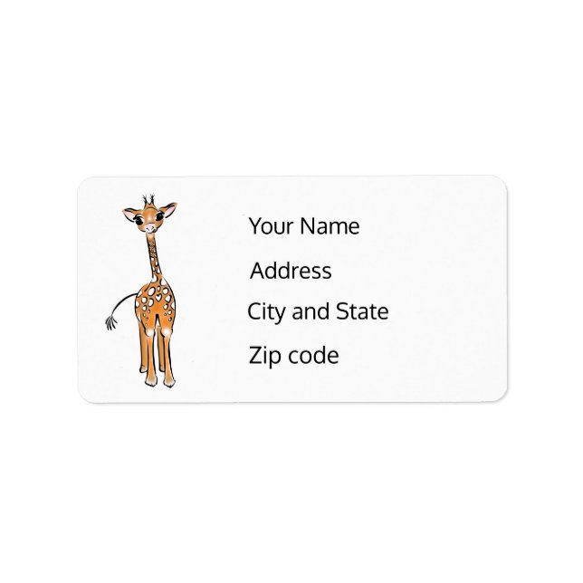 zeichnend niedliche Giraffe, Safaritiere Adressaufkleber (Vorne)