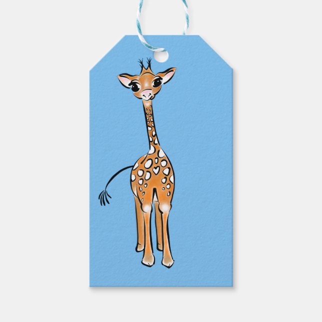 zeichnend niedliche Giraffe, Safaritiere Geschenkanhänger (Vorderseite)