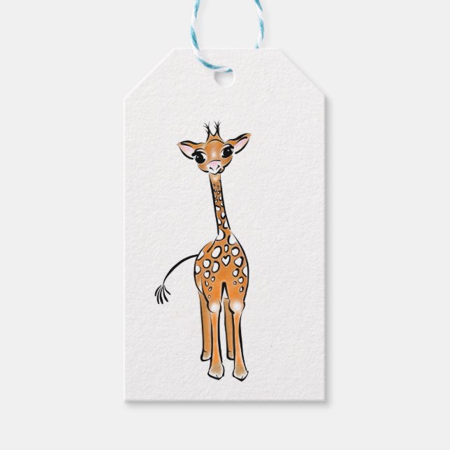 zeichnend niedliche Giraffe, Safaritiere Geschenkanhänger (Vorderseite)