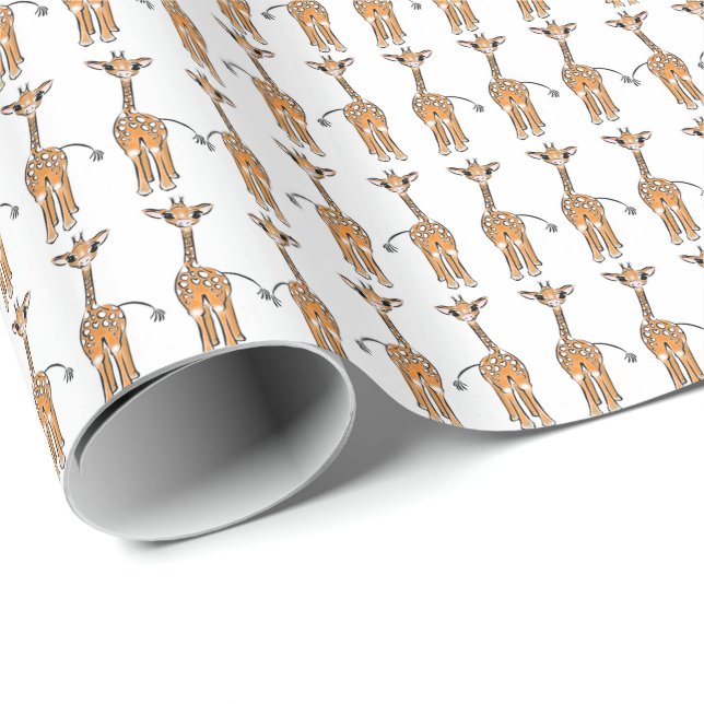 zeichnend niedliche Giraffe, Safaritiere Geschenkpapier (Rolleneckpunkt)