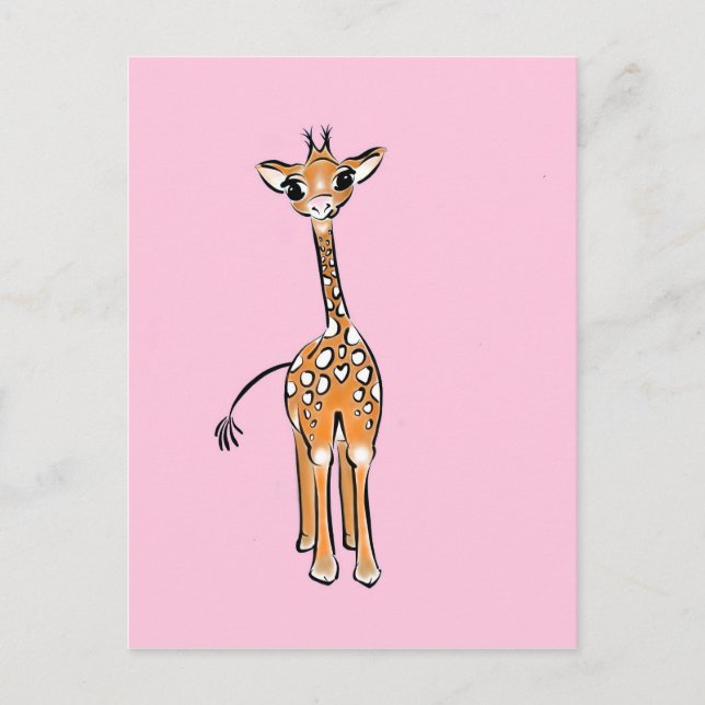 zeichnend niedliche Giraffe, Safaritiere Postkarte (Vorderseite)