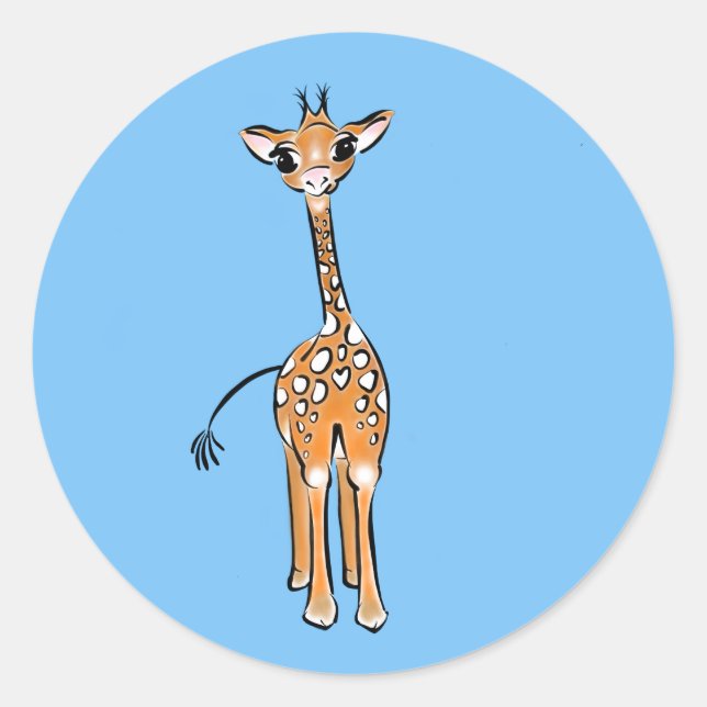 zeichnend niedliche Giraffe, Safaritiere Runder Aufkleber (Vorderseite)