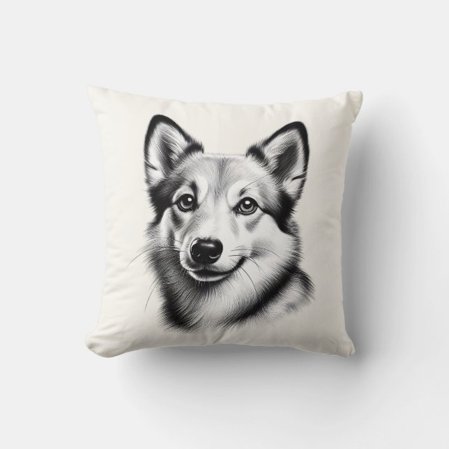 Zeichnend norwegische Lundehund Kissen (Vorderseite)