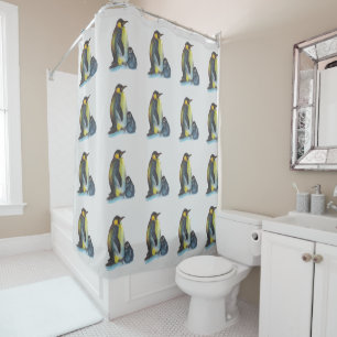 Zeichnend Pinguine Duschvorhang