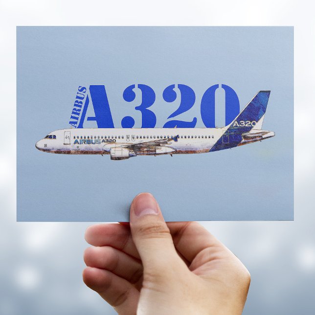 Zeichnend Profil des Flugzeugs A320 Postkarte (Von Creator hochgeladen)