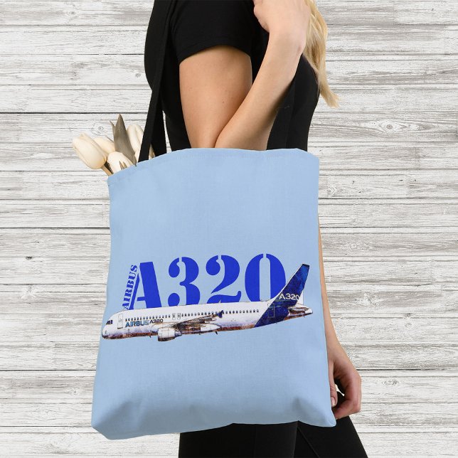 Zeichnend Profil des Flugzeugs A320 Tasche (Airbus A320 Aircraft Watercolor drawing Profile. Tote Bag)