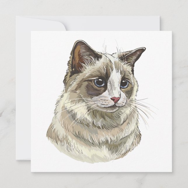 Zeichnend Ragdoll-Katze Einladung (Vorderseite)