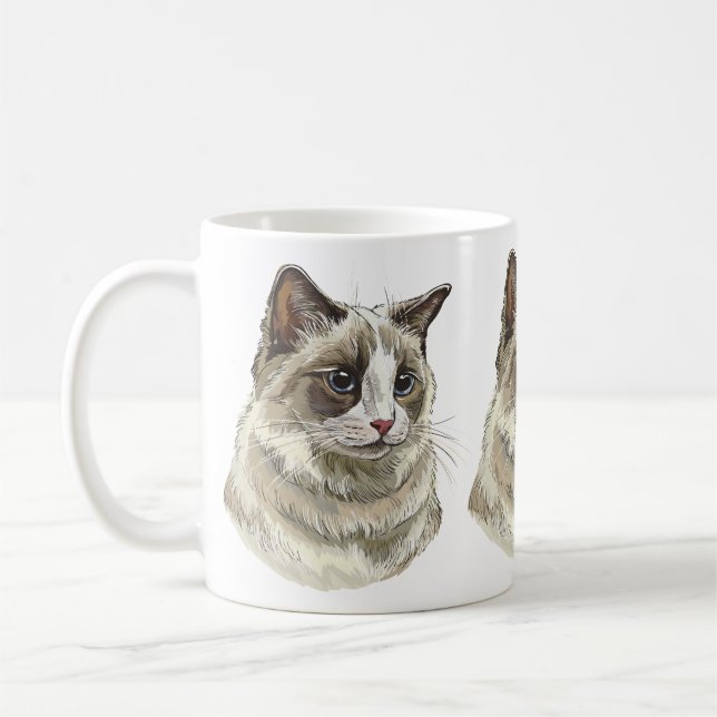 Zeichnend Ragdoll-Katze Kaffeetasse (Links)