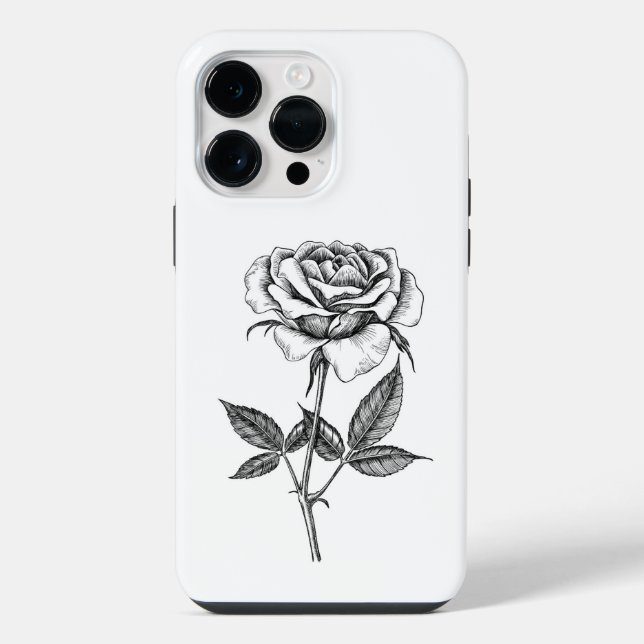 zeichnend Rose iPhone 14 Pro Max Hülle (Rückseite)