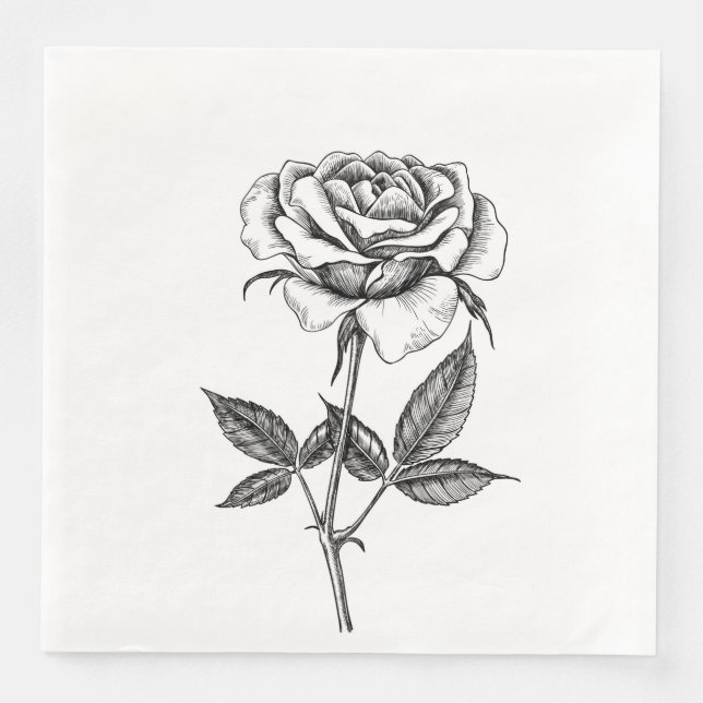 zeichnend Rose Serviette (Vorderseite)