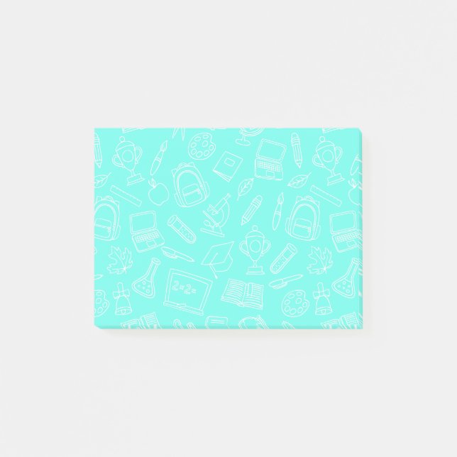 Zeichnend Schulmaterial-Muster Post-it Klebezettel (Vorderseite)