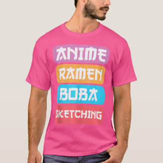 Zeichnend Skizzen - Anime Ramen Boba Sketching T-Shirt