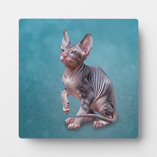 Zeichnend Sphynx-Kätzchen Fotoplatte (Vorderseite)