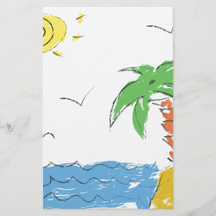 Zeichnend Strand mit Palmen Briefpapier