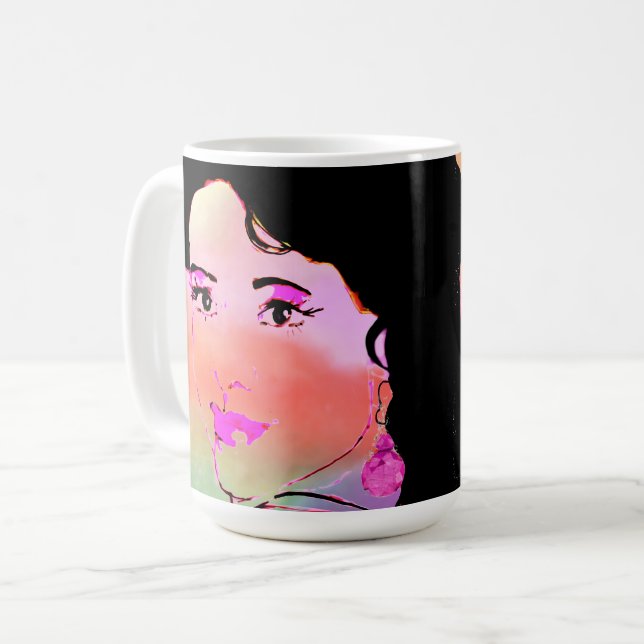 Zeichnend Tasse für farbenfrohe Frauen (Vorderseite Links)