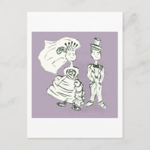 Zeichnend Vintage Braut und Bräuche Postkarte