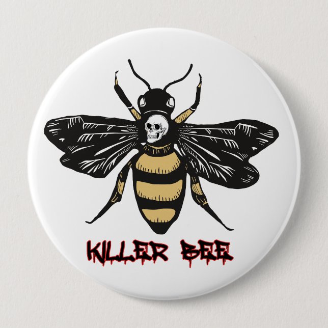 zeichnend Vintage Killerbiene Button (Vorderseite)