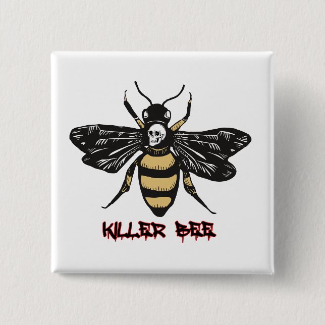 zeichnend Vintage Killerbiene Button (Vorderseite)