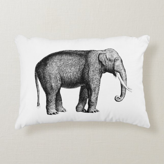 Zeichnend Vintager Elefant Dekokissen (Vorderseite)