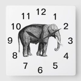 Zeichnend Vintager Elefant Quadratische Wanduhr