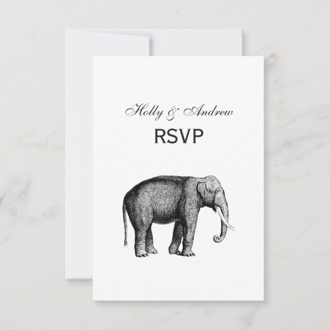 Zeichnend Vintager Elefant RSVP Karte (Vorderseite)