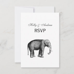 Zeichnend Vintager Elefant RSVP Karte