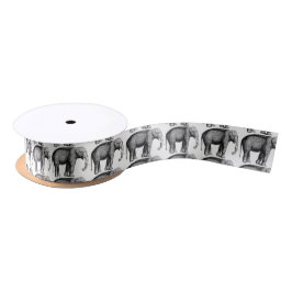 Zeichnend Vintager Elefant Satinband