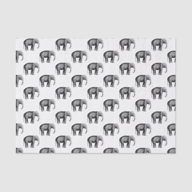 Zeichnend Vintager Elefant Seidenpapier (Vorderseite)