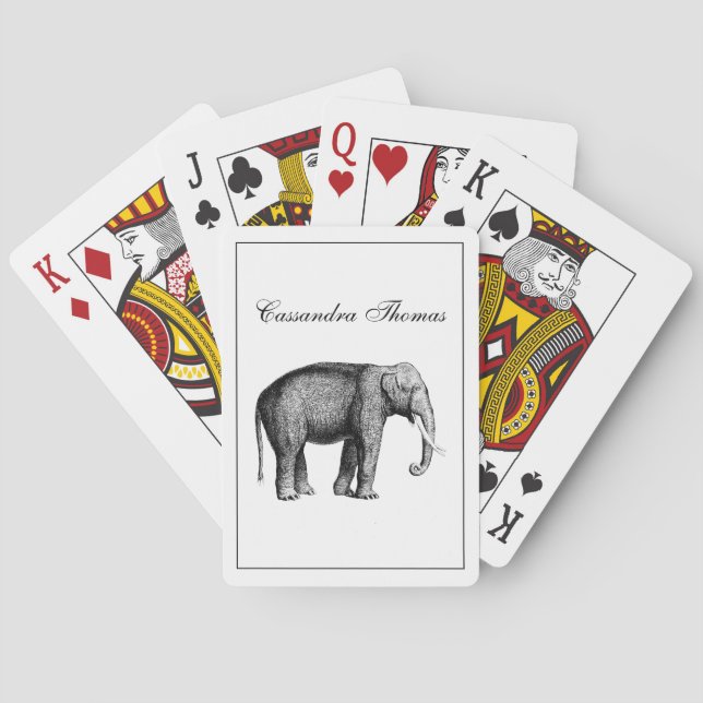 Zeichnend Vintager Elefant Spielkarten (Rückseite)