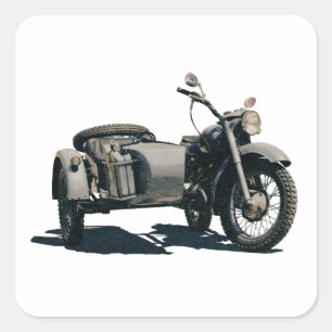 Zeichnend Vintages Motorrad Quadratischer Aufkleber