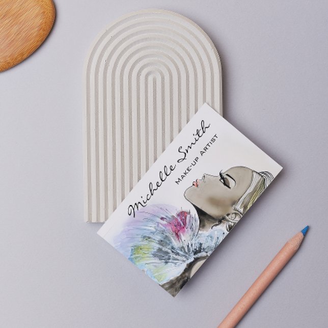 Zeichnend Visitenkartendesign von Make-up-Künstler Visitenkarte (Von Creator hochgeladen)