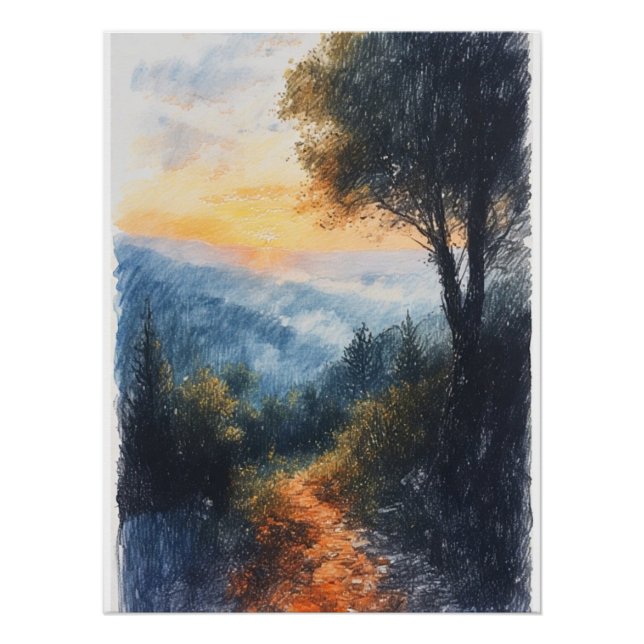 Zeichnend Wald Poster (Vorderseite)