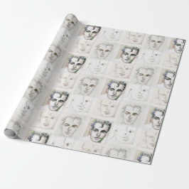 Zeichnend Wasserfarbenlinie für Männer Geschenkpapier