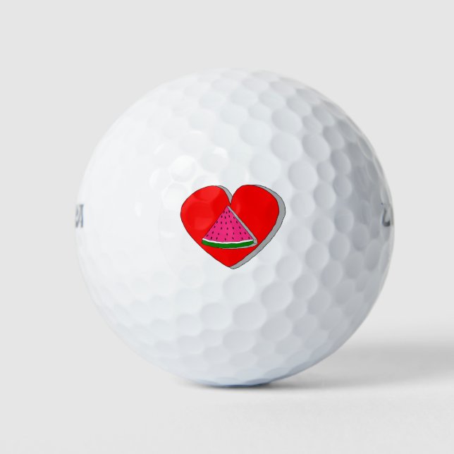 Zeichnend Wassermelone und Rotes Herz Golfball (Vorderseite)